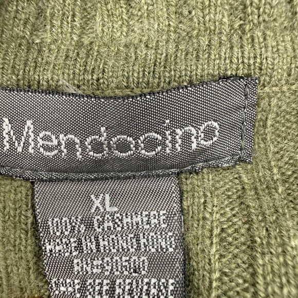 Mendocino Cashmere Olive Green Ribbed Turtleneck Sweater - Picture 6 of 9